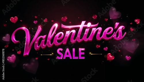 Special Offer for Valentines Sale With Hearts and Bright Text on a Dark Backg...