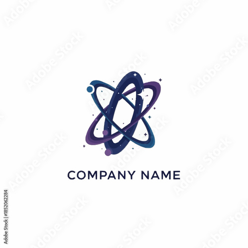 Abstract Atom Symbol with Orbitals and Particle, Science and Technology Concept.