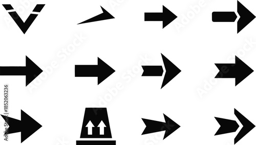 Collection of various black arrow icons and symbols