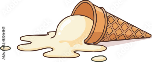 Melting vanilla ice cream cone