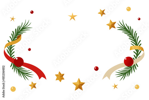 Christmas wreath with ribbons stars and ornaments