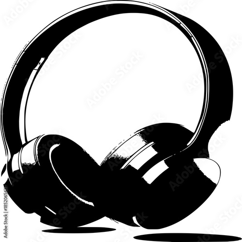 Audio Immersion: Sleek silhouette of headphones poised to deliver pure audio bliss, symbolizing music and a world of sound