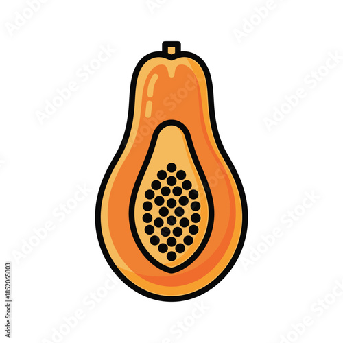 Halved papaya with seeds Vector