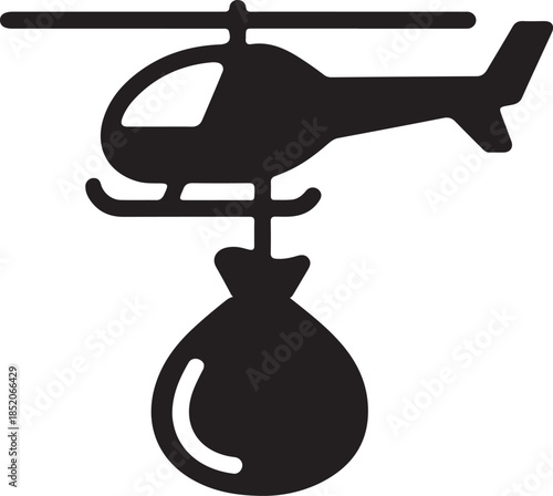 Helicopter with money bag Vector