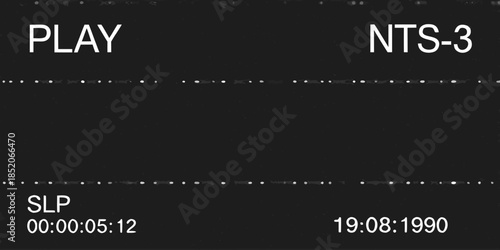 Vintage television screen display with play slp nts 3 and timecode details