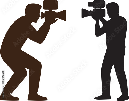 Two Cameramen Silhouettes Vector