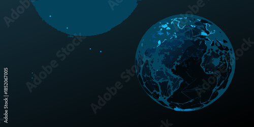 A fractured glowing globe suspended in a dark minimalist space