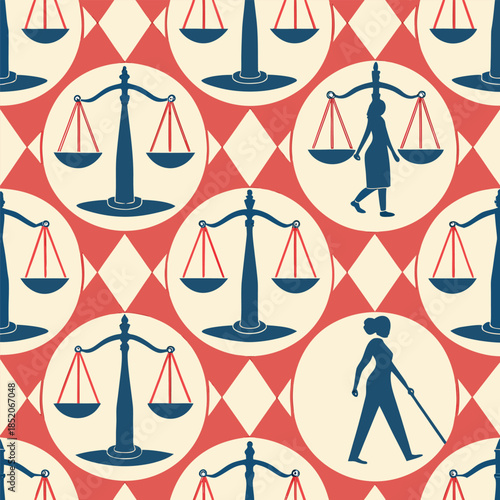 Justice and equality concept with scales and woman silhouettes