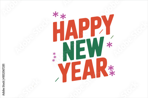 Basic RGBVibrant Happy New Year celebration with colorful festive text