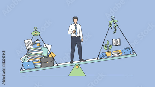 Balancing Work and Personal Life on a Scale Concept Business Professional Weighing Responsibilities
