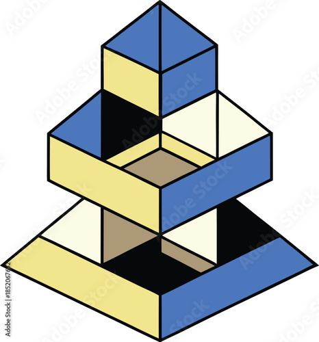 Brutalist stacked geometry with simple layout