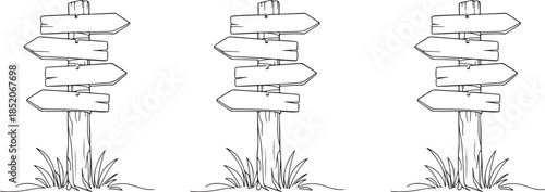 A minimalist, outline-style drawing of a guidepost, typically used in digital design for navigation systems, maps, or informational displays.