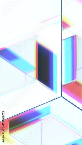 Abstract iridescent background, geometric design, vertical orientation, 3d render