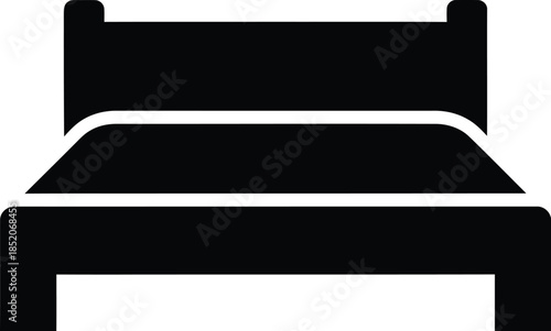 Black silhouette icon of a bed, perfect for ui elements, apps, and websites to signify a bedroom or lodging