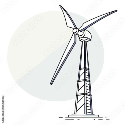 Wind turbine with three blades on metal tower wind generator