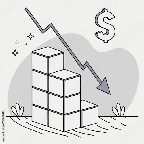Descending cubes with dollar sign and falling graph