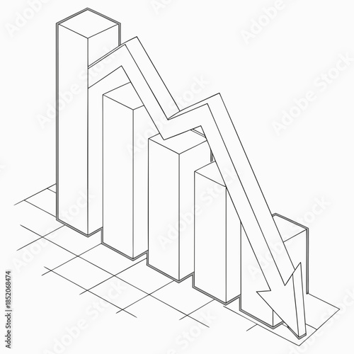 White block chart collapsing downward with realist 1