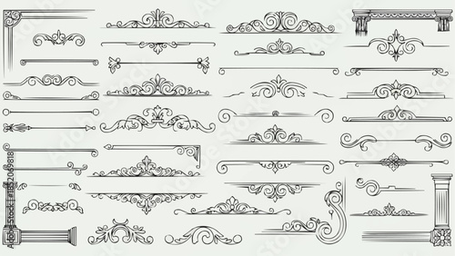 Collection of Ornate Decorative Borders and Flourishes.