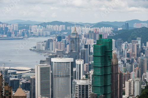 Wallpaper Mural View of Hong Kong and Kowloon from Victoria peak. Panorama of Hong Kong, skyscrapers and nature. Torontodigital.ca
