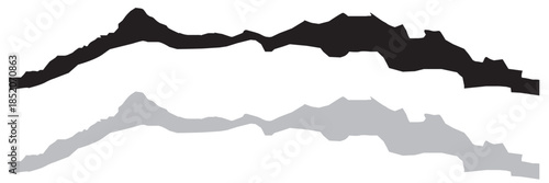 Horizontal torn paper edge texture. Minimal horizontal torn paper strip isolated on white background, useful for design dividers, overlays, banners, and abstract backgrounds.

