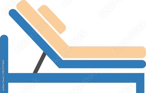 Simple blue and beige lounge chair icon for relaxation and leisure