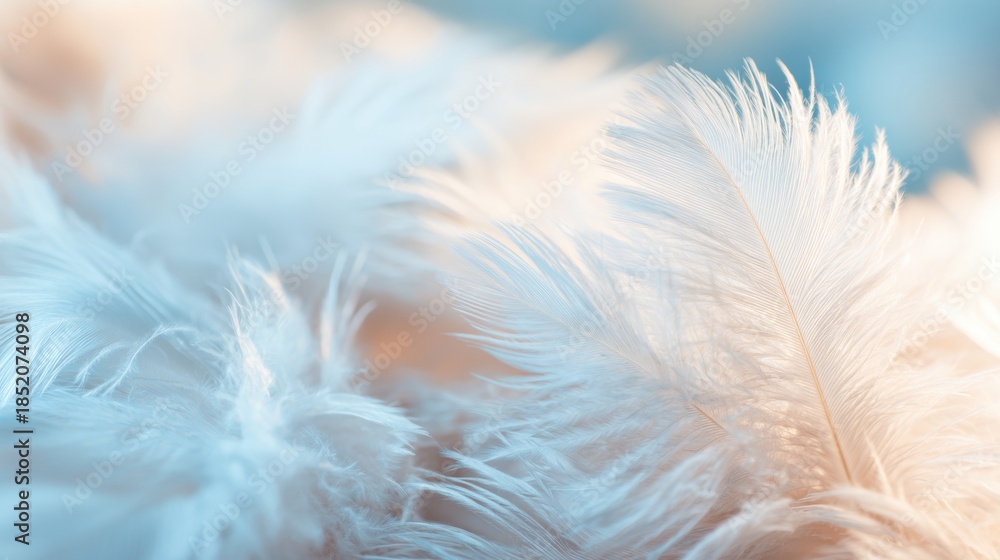 Obraz premium Soft white feathers spread across a light background during daytime hours