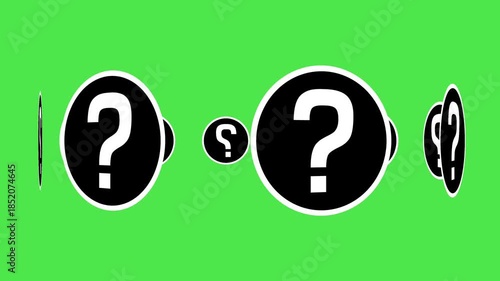 Wallpaper Mural Animated black circle white question mark symbol rotating on green screen background Torontodigital.ca
