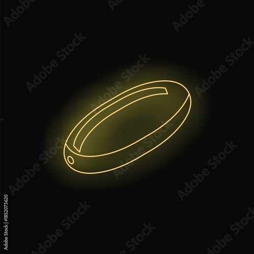 Neon fitness tracker icon glowing on a black background, perfect for representing the growing popularity of wearable technology