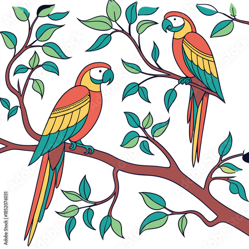 vector illustration of colorful birds