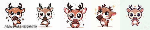 cute deer vector eating chocolate