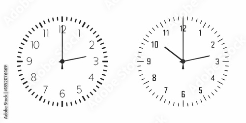 Two analog clocks displaying different times a visual representation of timekeeping
