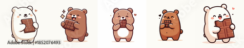 cute bear vector eating chocolate