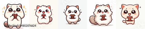 cute cat vector eating chocolate