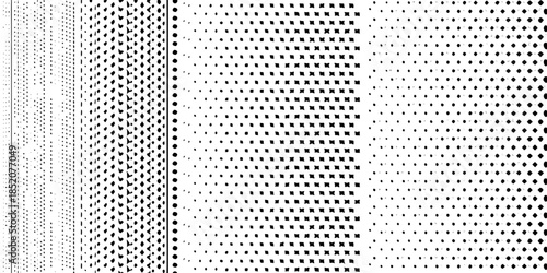 A black and white abstract pattern of closely spaced dots and lines