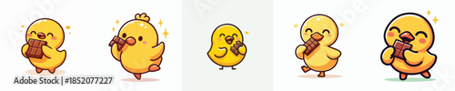 cute duck vector eating chocolate