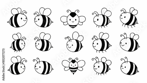 Cute Hand Drawn Bee Illustrations Collection.