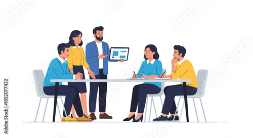 Group of diverse professionals having a meeting and discussing business ideas together