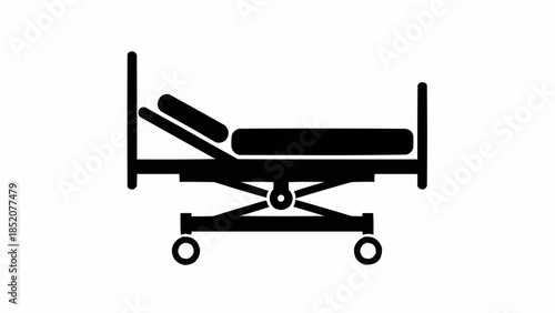 Medical Hospital Bed Stretcher Icon Symbol.
