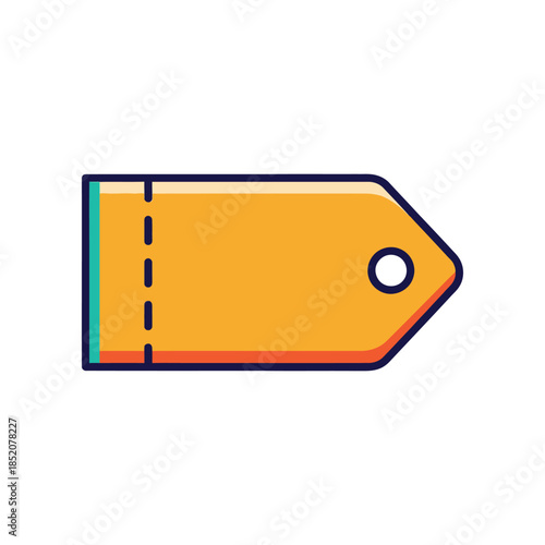The illustration shows a yellow price tag with a hole.