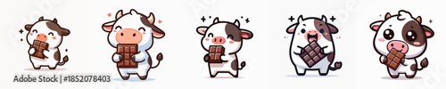 cute cow vector eating chocolate