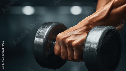 Close-up of Hand Holding Dumbbell in Gym