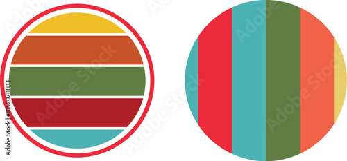 Retro Sunset Gradient Circles Vintage Stripes and Colors for a Nostalgic Vibe