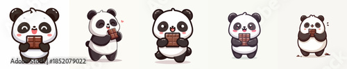 cute panda vector eating chocolate