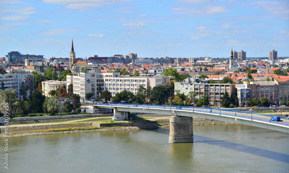 Fototapeta premium A view from Novi Sad, Serbia's second-largest city.