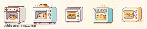 vector of bread in the oven