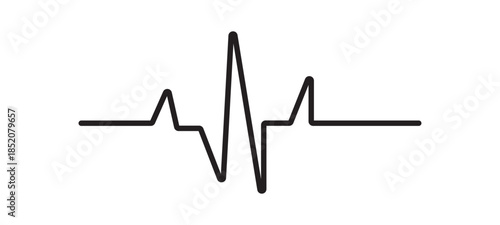 Minimalist black line showing a vital sign heartbeat pulse wave on a white backgroundheart beat on monitor