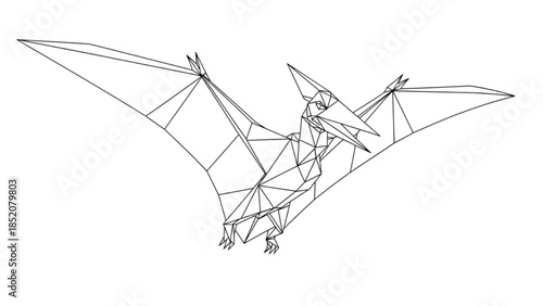 Wireframe illustration of a prehistoric flying reptile, a pterodactyl