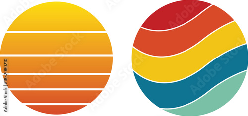 Retro Sunset Gradient Backgrounds A Pair of Colorful Circular Designs