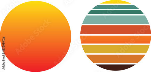 Retro Vintage Sunset Gradient Design Elements