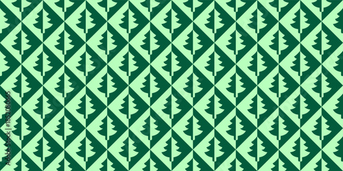 Diamond seamless pattern with fir trees, Christmas and New Year decor
